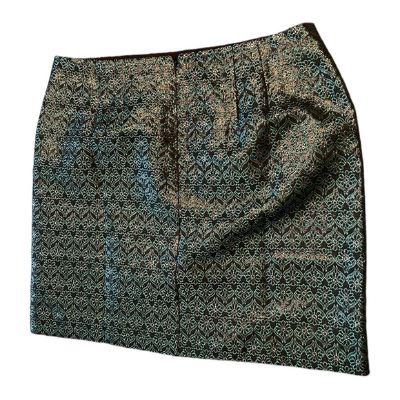 Loft Green Black Jacquard Floral Mini Skirt NWT - Picture 2 of 6